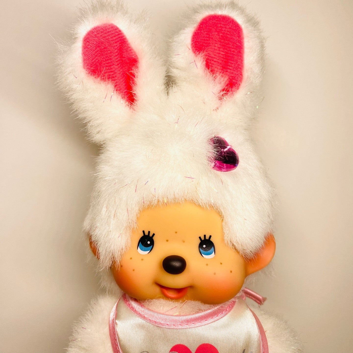 Monchhichi S size Bunny Rabbit glitter plush monkey doll Keychain Super Rare