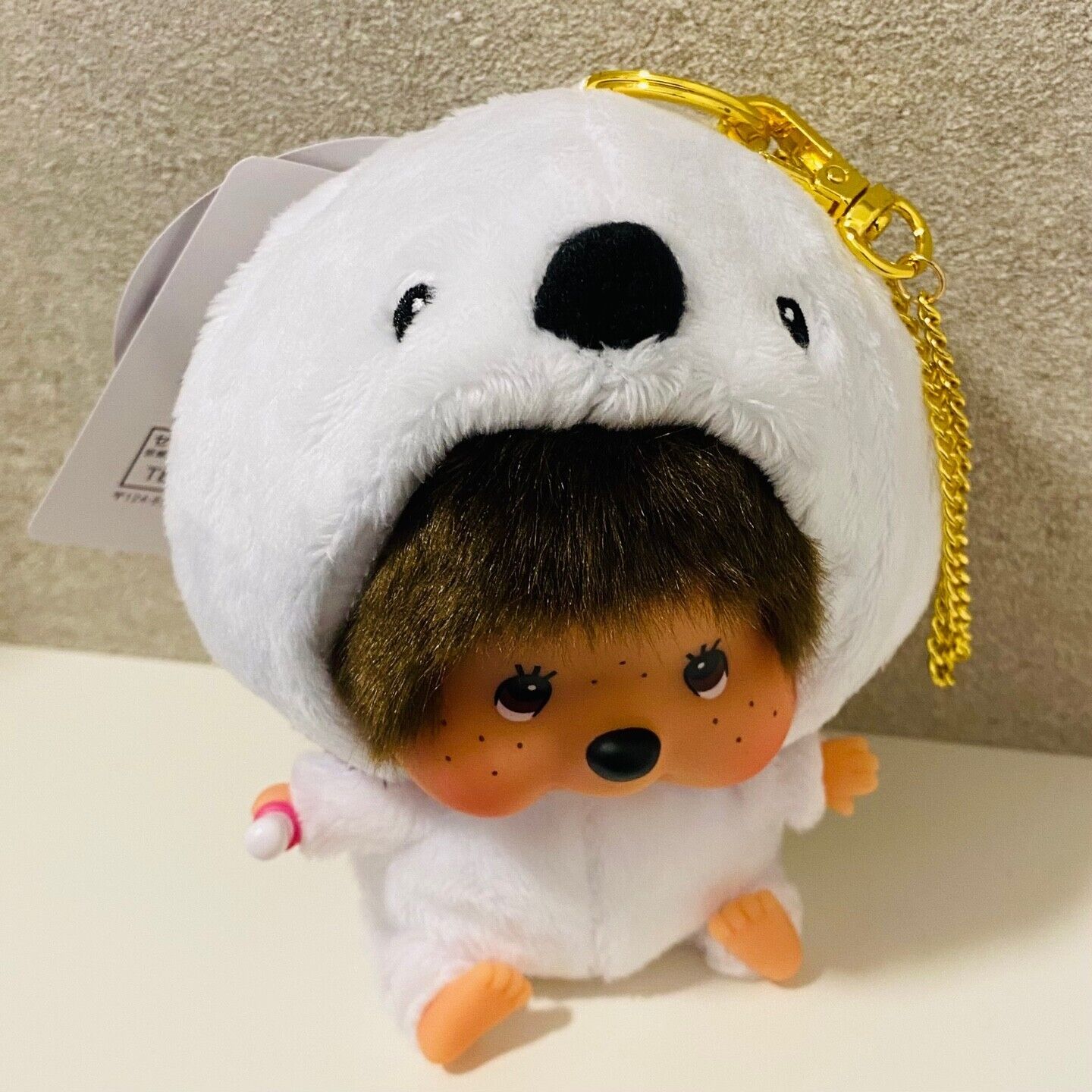 Monchhichi Keychain Hokkaido Exclusive Limited edition Shimaenaga with tag Rare S Size