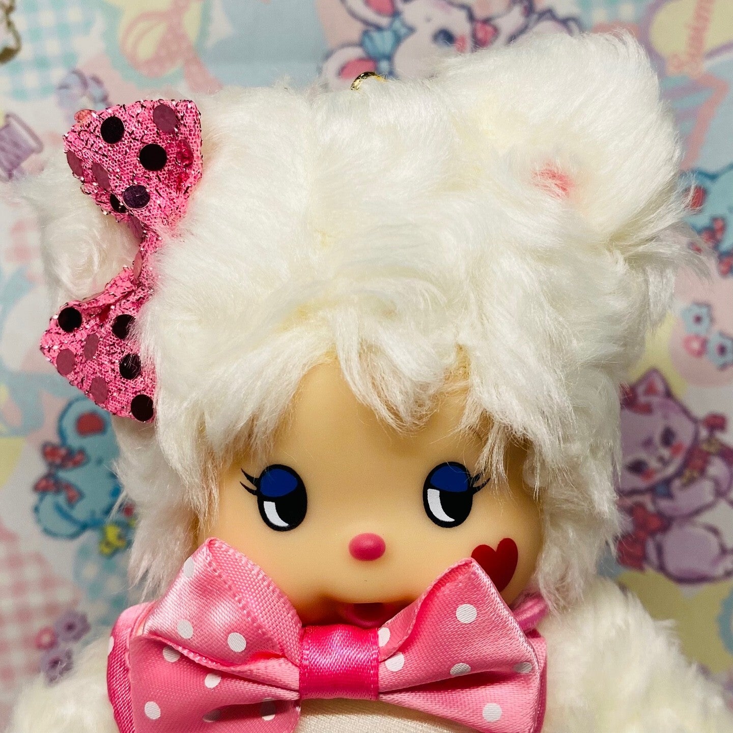 monchhichi S size Cham Cham Bear White plush doll Sekiguchi Rare unused