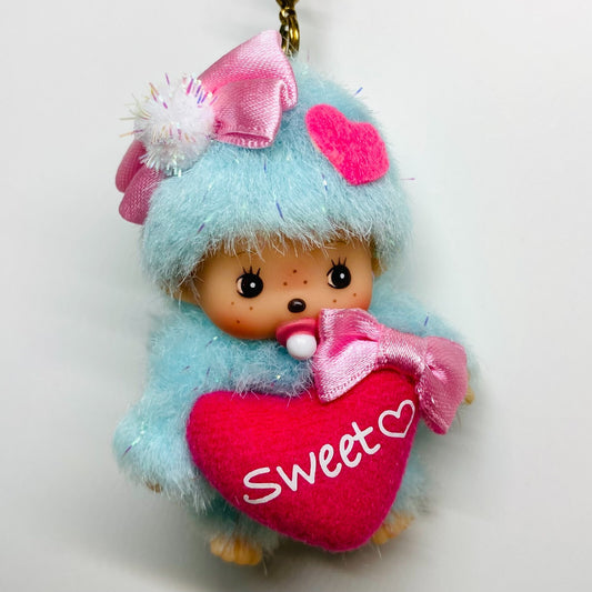 Monchhichi Keychain bebichhichi Candy glitter SS size plush doll blue super rare