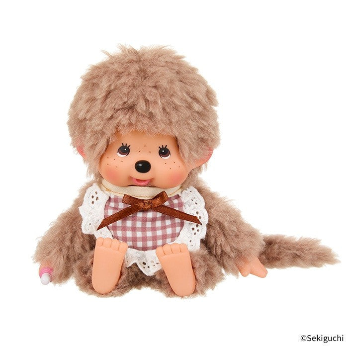 Monchhichi S size fluffy sweet brown brown bib plush monkey doll NEW