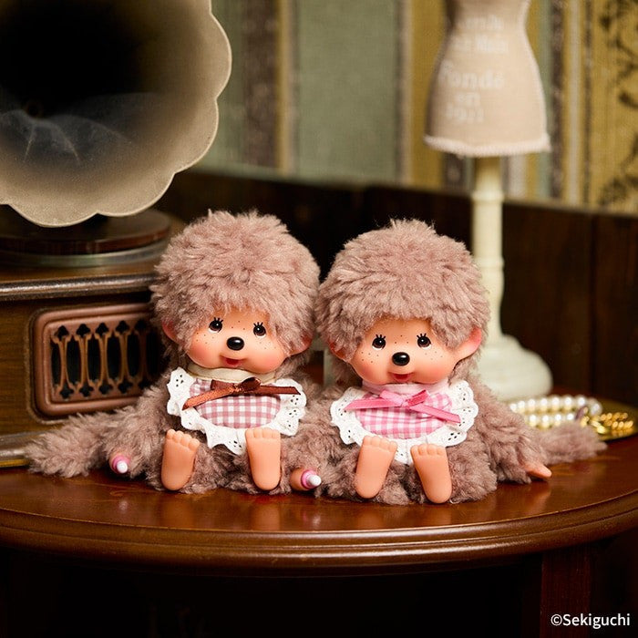 Monchhichi S size fluffy sweet brown brown bib plush monkey doll NEW