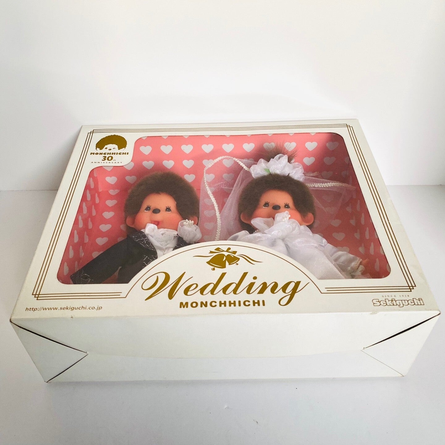 Monchhichi S size Wedding Pair 30th anniversary in box monkey doll rare USED