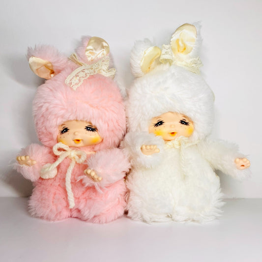 Monchhichi S size Vintage honey toys plush doll Rabbit pair Super Rare