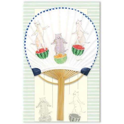 Tocorocomugi Cat Greeting Card letter Japanese Hand Fan design from japan #1