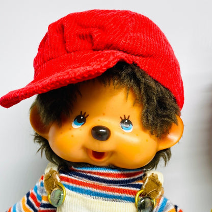 Monchhichi Vintage 1980s S size boy & girl pair plush monkey doll thumb sucker#4