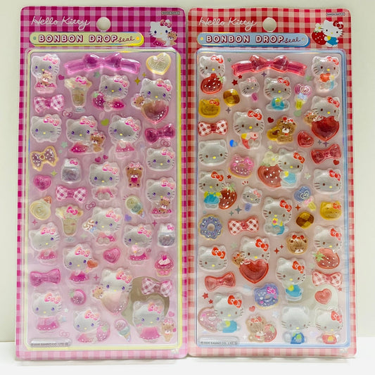 BonBon Drop Sticker seal Hello Kitty New version RED & PINK Pair set from Japan