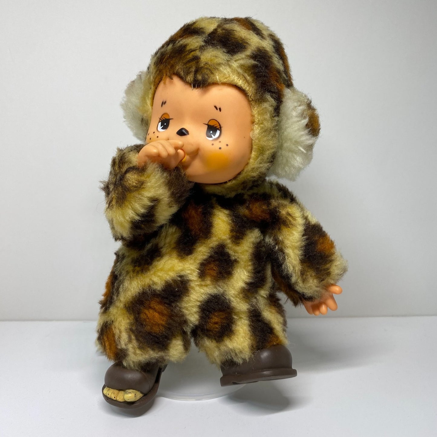 Monchhichi Vintage S size Leopard design thumb sucker Super Rare from Japan