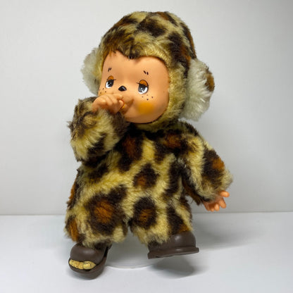 Monchhichi Vintage S size Leopard design thumb sucker Super Rare from Japan