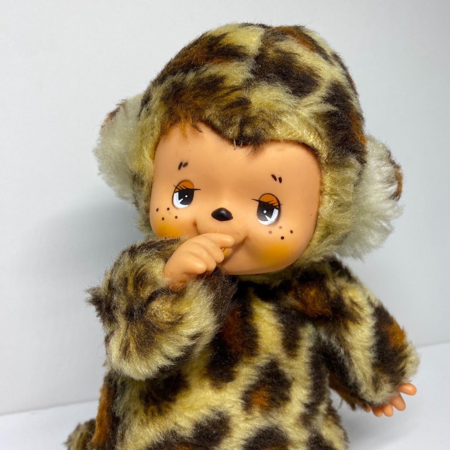 Monchhichi Vintage S size Leopard design thumb sucker Super Rare from Japan