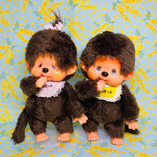 Monchhichi Vintage 2nd Gen S size boy & girl pair plush doll thumb sucker #5