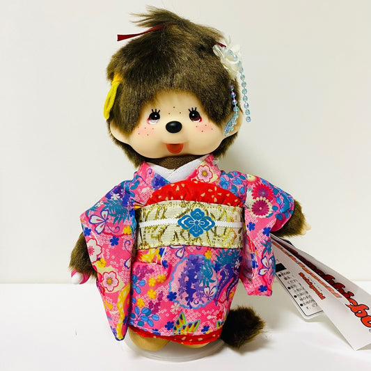 Monchhichi S size Maiko Kimono plush monkey doll Rare thumb sucker