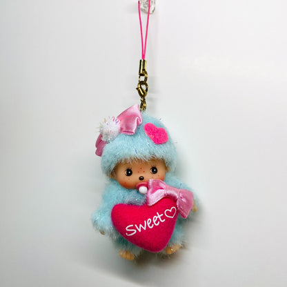 Monchhichi Keychain bebichhichi Candy glitter SS size plush doll blue super rare