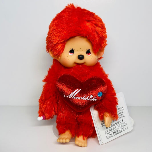 Monchhichi S size Love Edition RED eyes Plush Monkey doll Thumb sucker Rare USED