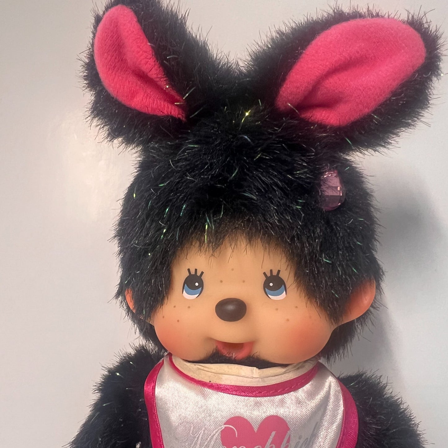 Monchhichi S size Vintage bunny black rabbit plush doll from sekiguchi Japan ＃48